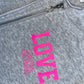 Pink Love Zip Up Hoodie Sweatshirt - Small - 18" x 23"