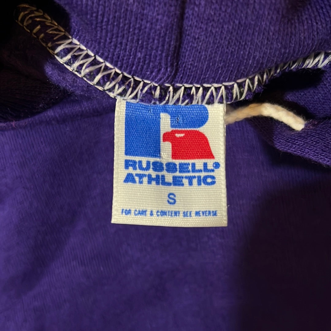 80’s Russell Athletic Blank Purple Hoodie Sweatshirt - Small - 19” x 25”