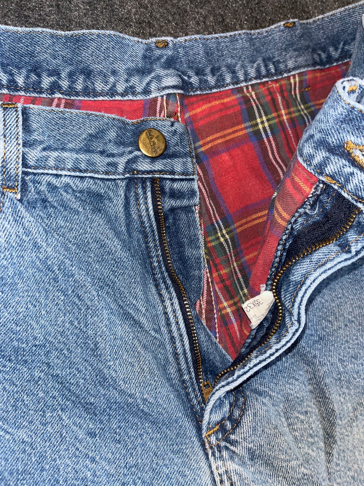 LL Bean Blanket Lined Blue Jeans Denim Pants - 32" x 28"