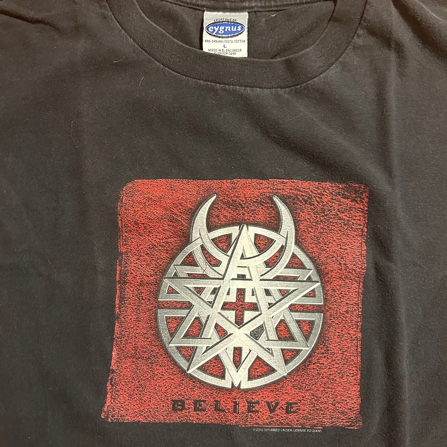 2002 Cygnus Giant Disturbed Tour Believe Heavy Metal Band Music Tshirt - Large - 22” x 26.5”