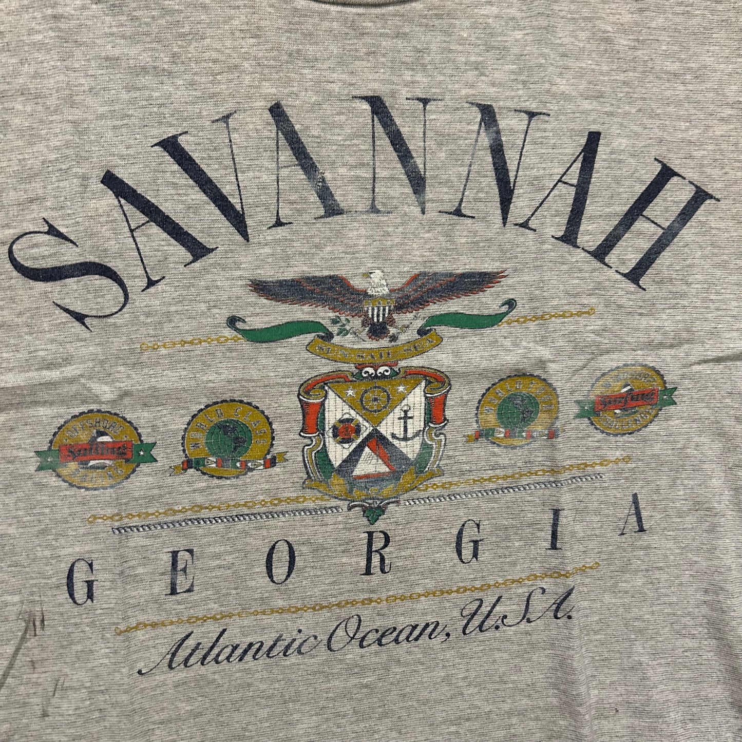 90’s Savannah Georgia Atlantic Ocean USA SEA Sports Cotton Tshirt - Large - 22” x 26”