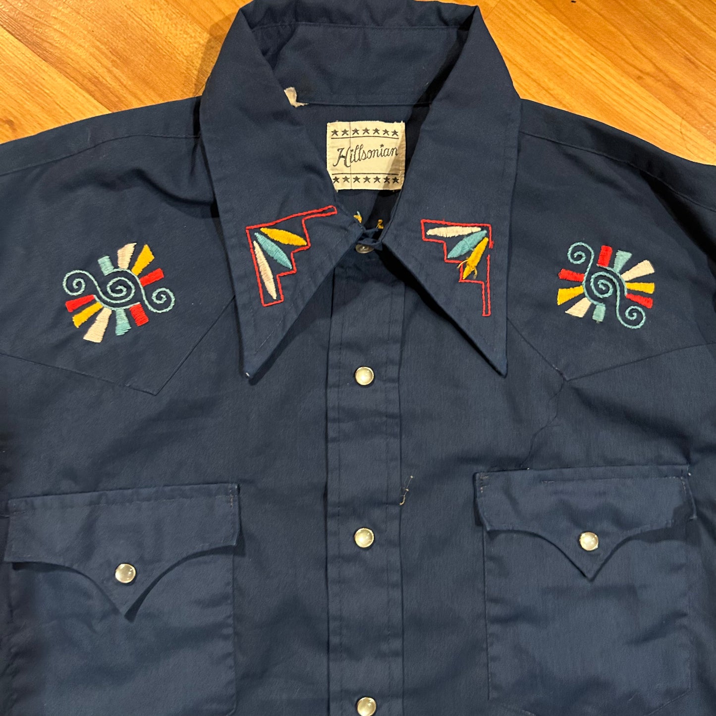 80/90’s Hillsonian Embroidered Button Up Western Shirt - Medium - 21” x 30”