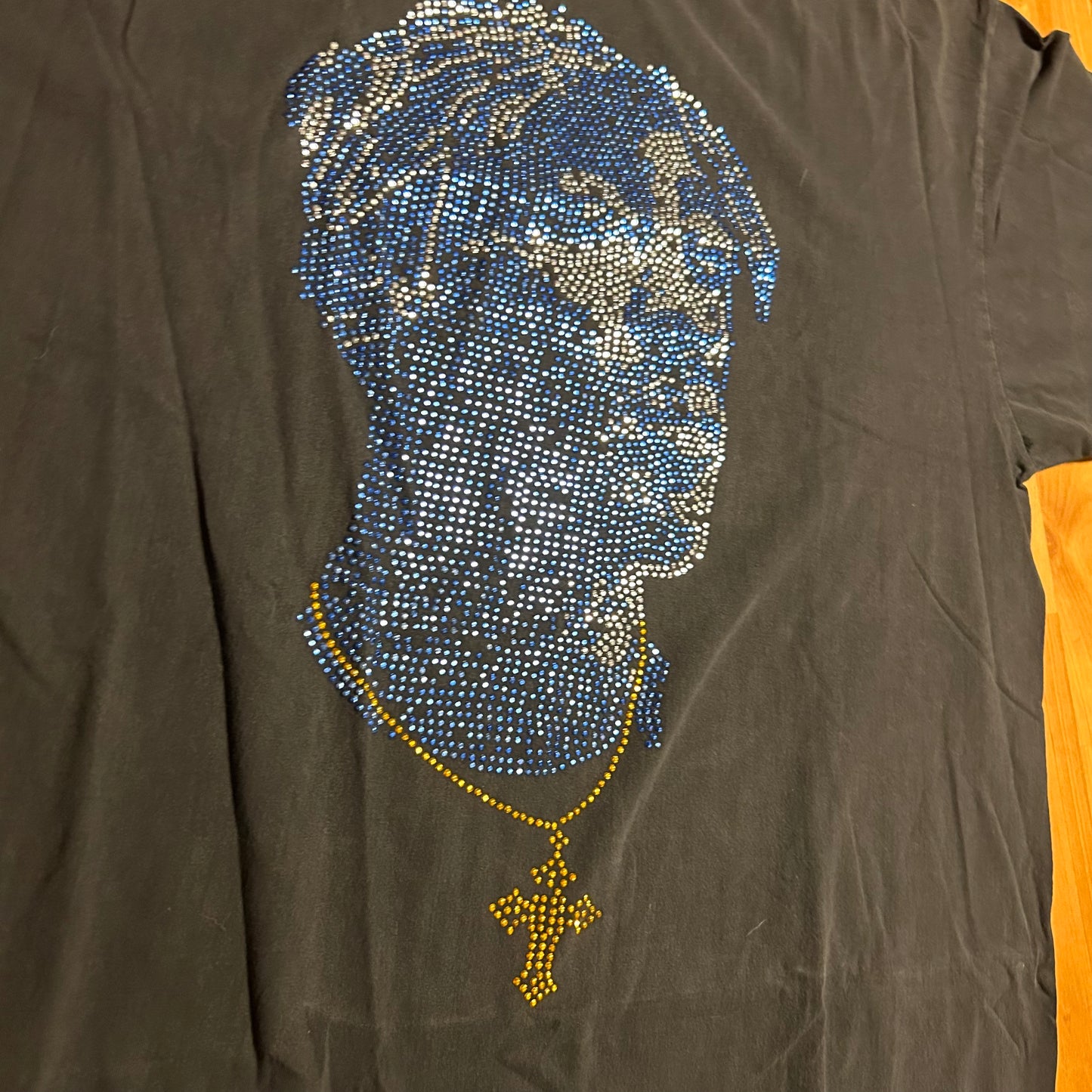 Cypher Tupac Bejeweled Cotton Tshirt - XLarge - 24” x 32”