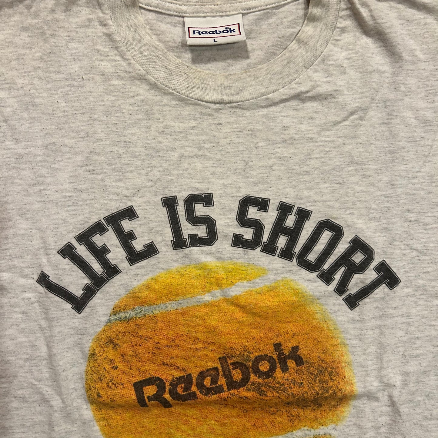 90’s Reebok Life is Short Play Hard Tshirt - Large - 22” x 29”