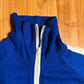 70/80’s Blue White Full Zip Polyester Jacket Sweatshirt - Boxy Cropped Large - 22” x 22.5”