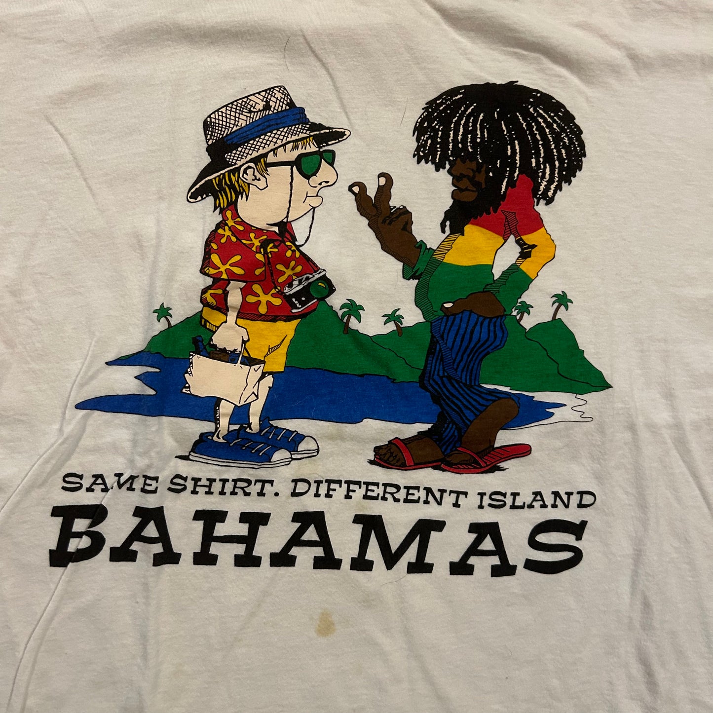 90’s Dorsett Sportswear Bahamas Same Shirt Different Island Cotton Tshirt - Large - 22” x 25”