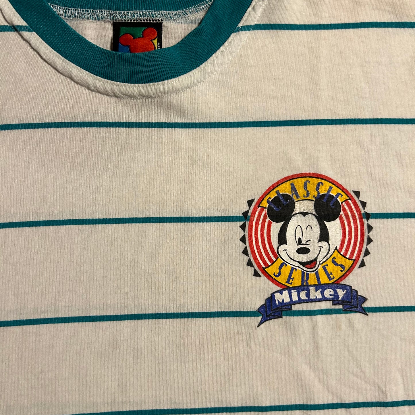 90’s Mickey Unlimited Classic Series Striped Tshirt - XLarge - 24” x 28”