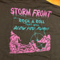 90’s Jerzees Storm Front Rock and Roll That Will Blow You Away Black Pocket Tshirt - Large - 22.5” x 30”