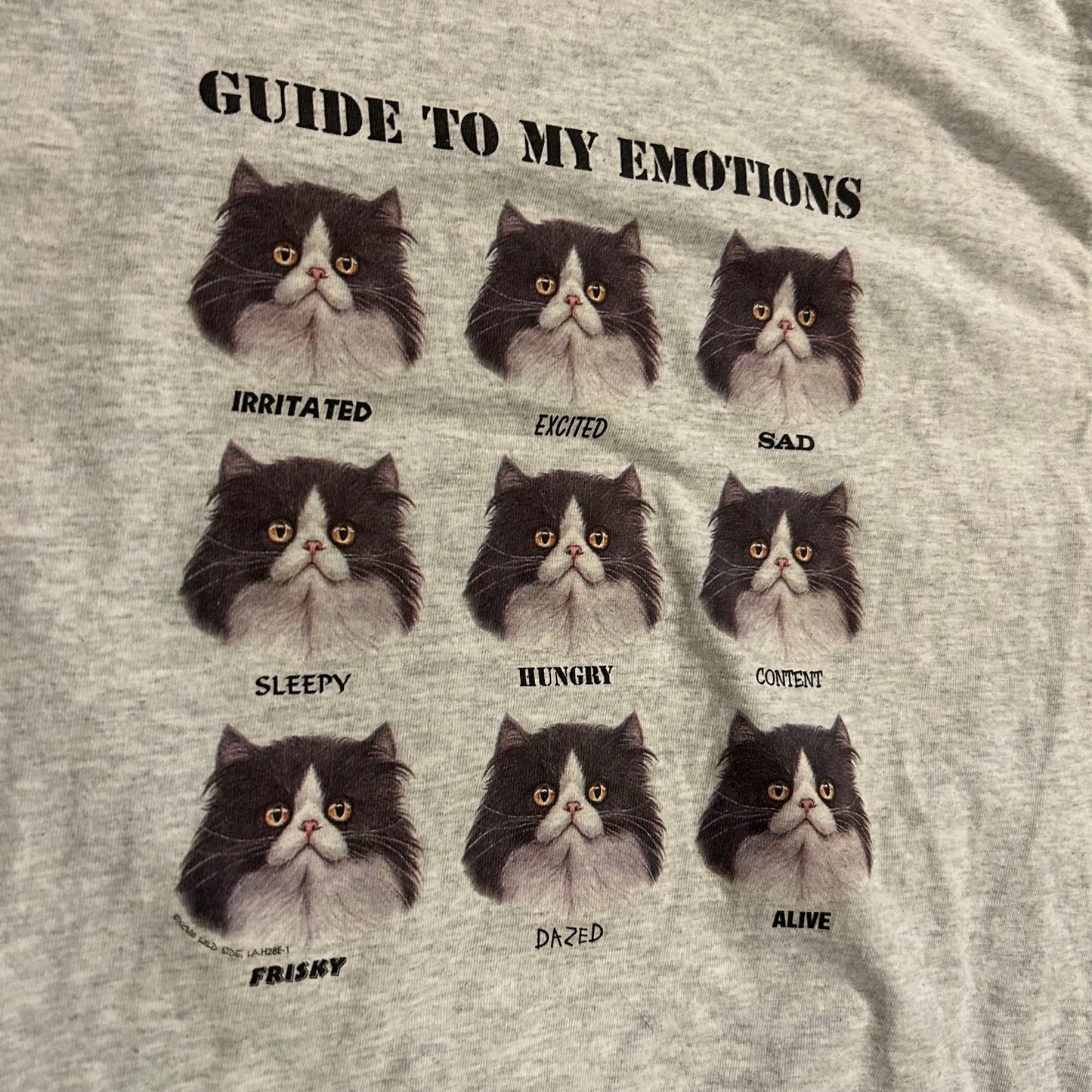 FOTL Cat Guide to Emotions Tshirt - Medium - 20” x 29”