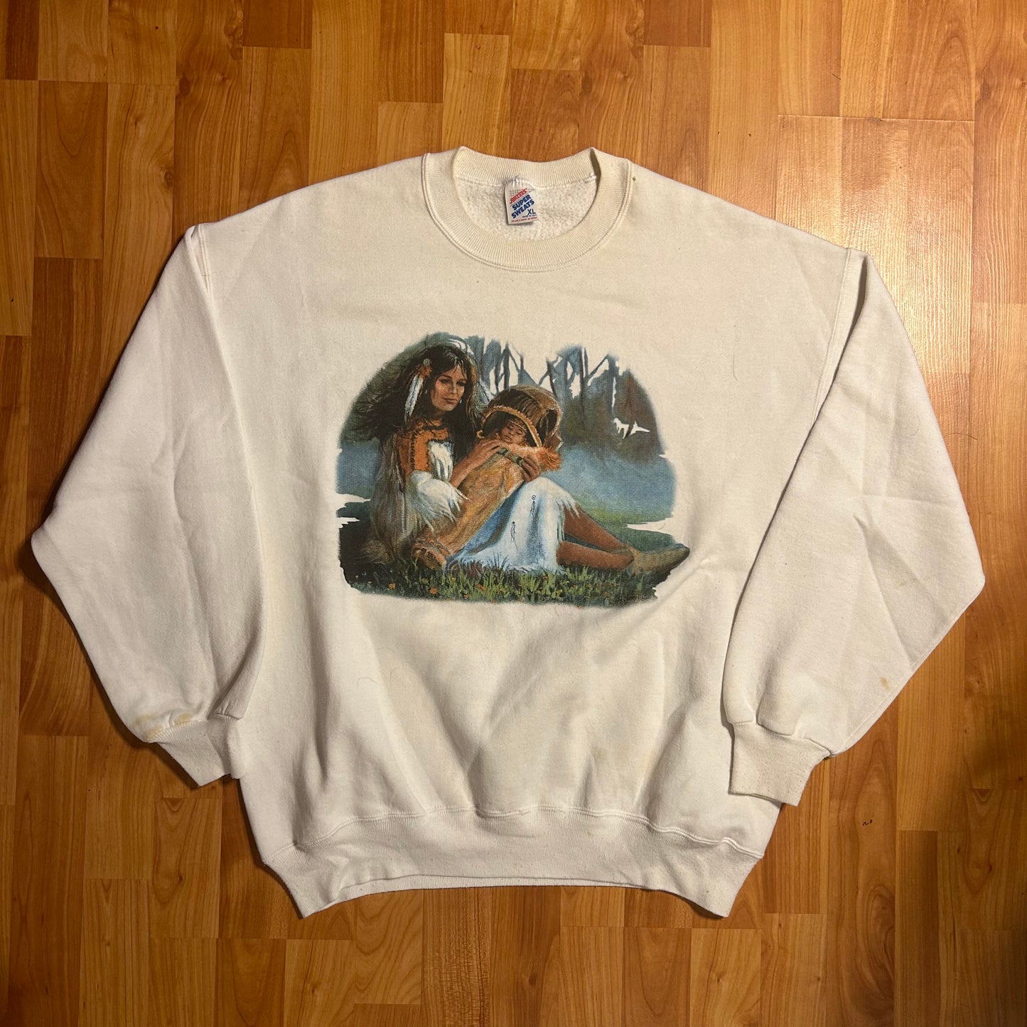 90’s Jerzees Super Sweats Native American Crewneck Sweatshirt - XLarge - 24” x 27”