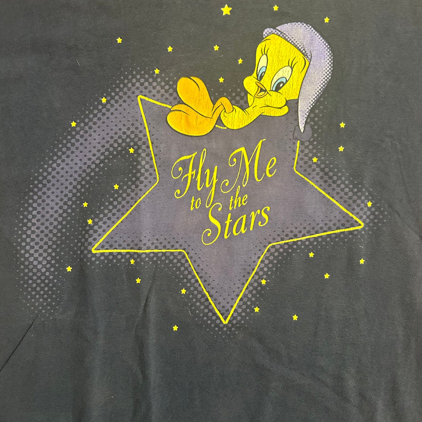 90’s Tweety Bird Looney Tunes Fly Me to the Stars Long Tshirt - Large - 23” x 34”