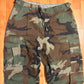 80’s Woodland Camo Cargo Trousers Combat Camouflage Nylon Cotton Pants - Adjustable Medium Long - 31”-35” x 33”