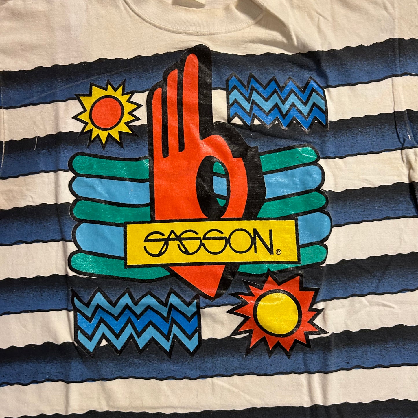 80/90’s Sasson All Over Painted Logo Tshirt - Medium - 21” x 31”