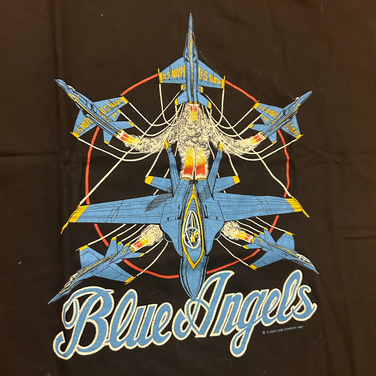 80’s Benton Tough Tee US Navy Blue Angels Fighter Jet Plane Tshirt - Small - 19” x 27”