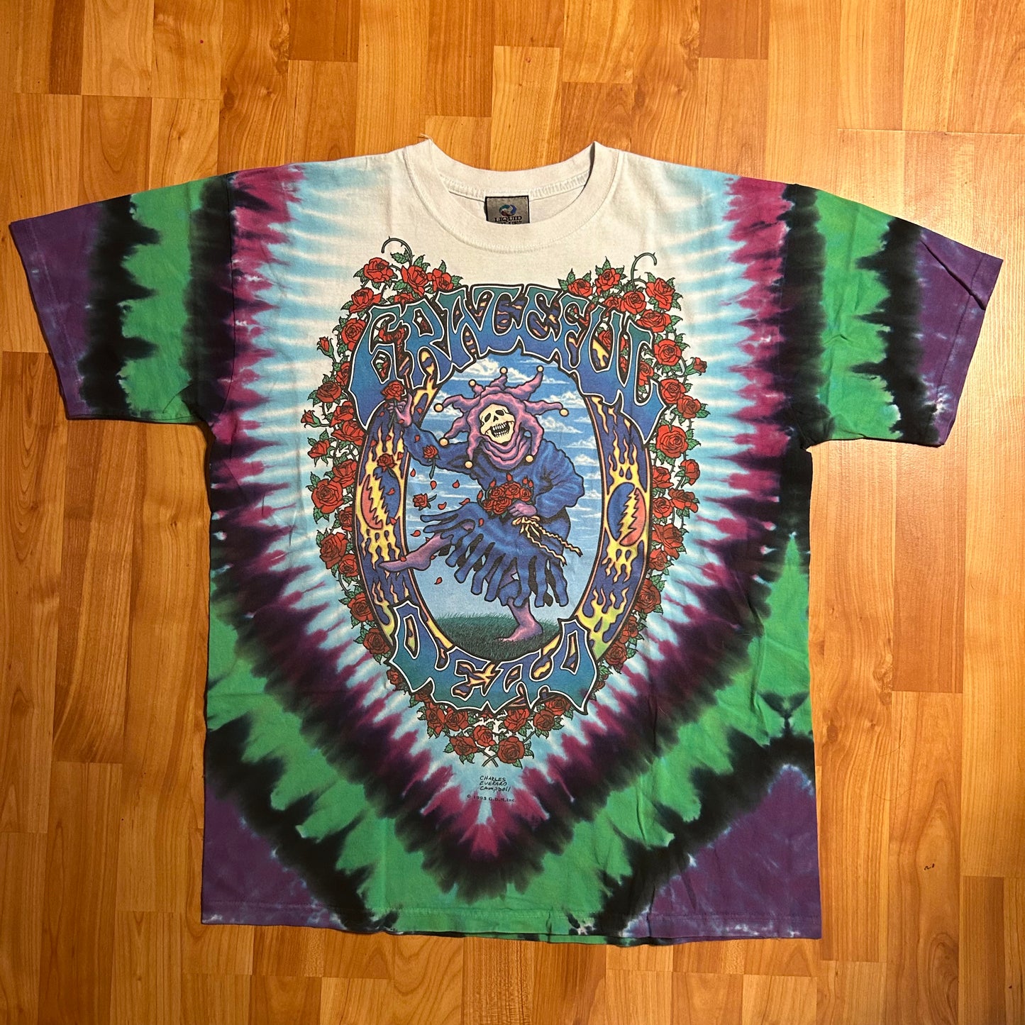 Liquid Blue Grateful Dead Tie Dye Tshirt - Large - 22” x 28.5”