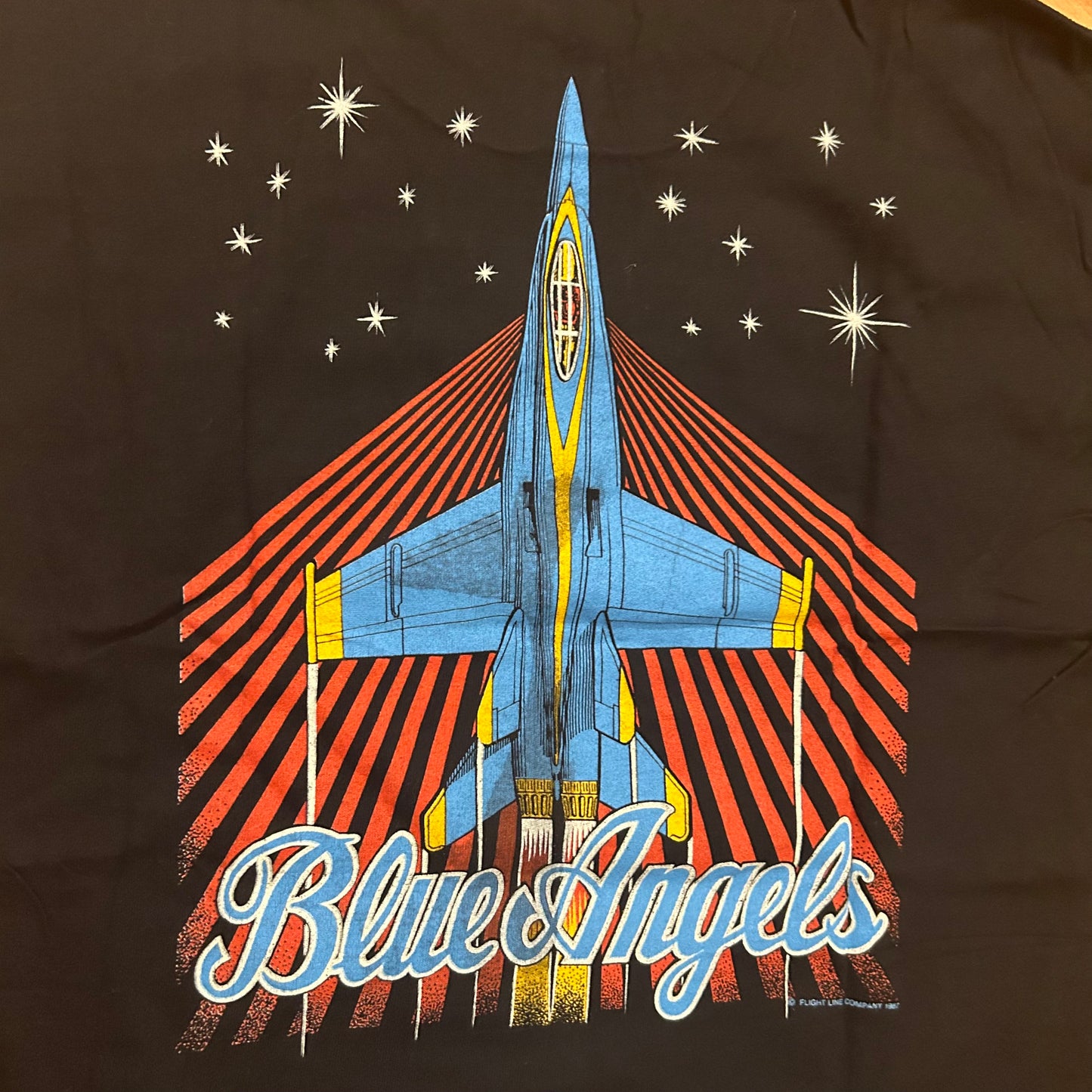 80’s Benton Tough Tee US Navy Blue Angels Fighter Jet Plane Tshirt - Small - 19” x 27”