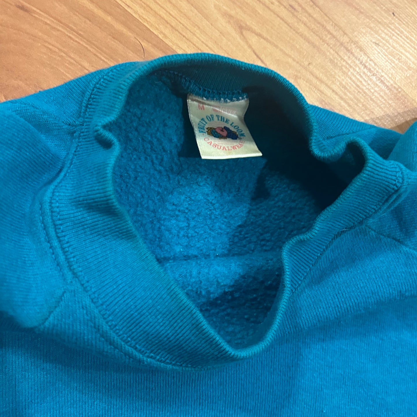 90’s Teal Blank FOTL Casualwear Crewneck Sweatshirt - Boxy Medium - 21.5” x 22”