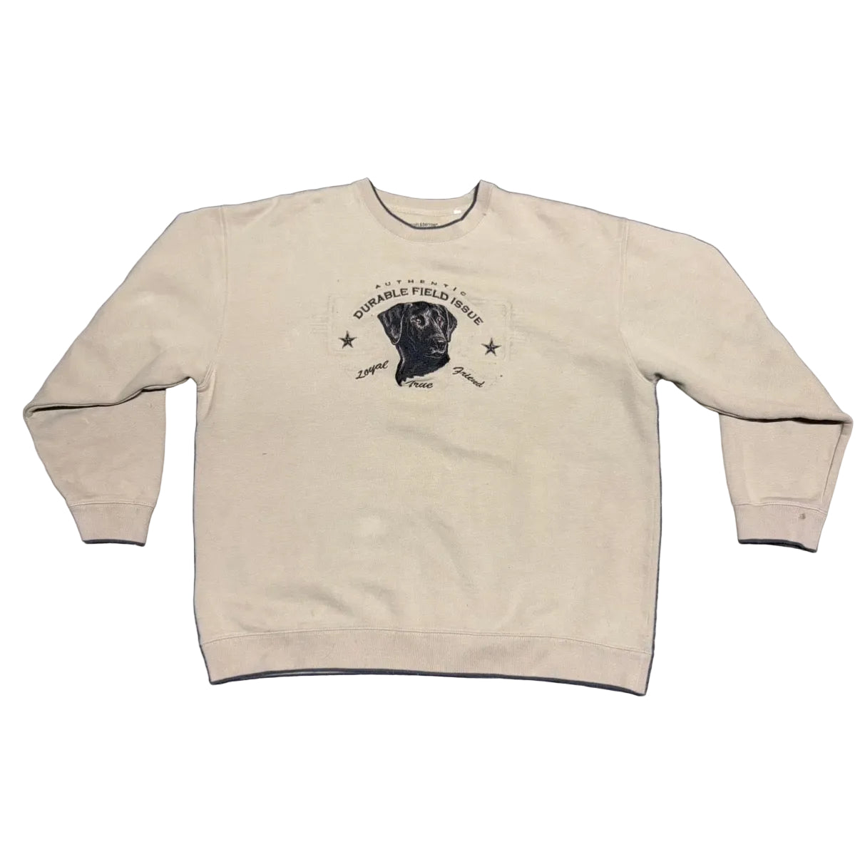 Croft and Barrow Durable Field Issue Loyal True Friend Tan Brown Dog Crewneck Sweatshirt - Boxy XLarge - 26” x 27”