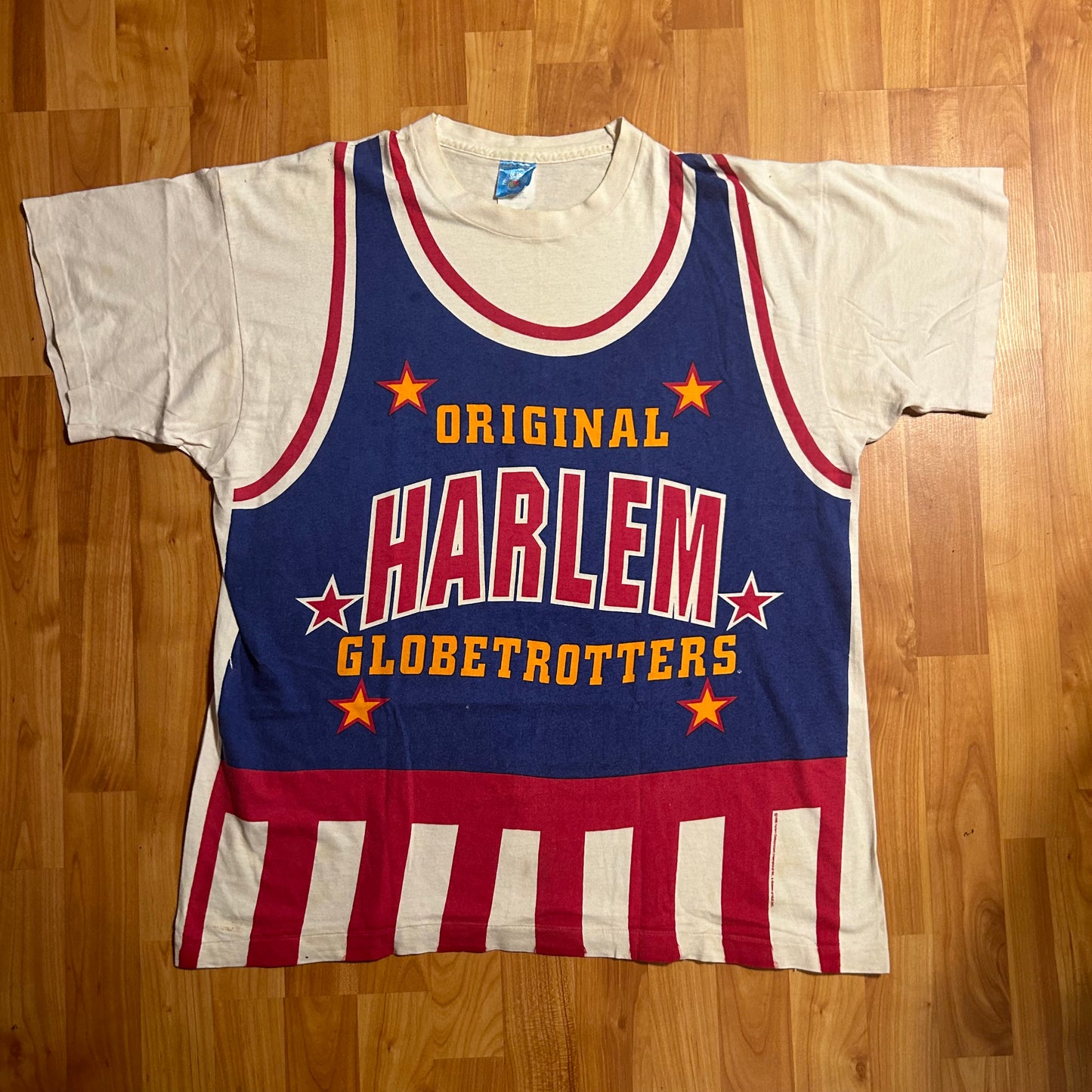 90’s FOTL Original Harlem Globetrotters Jersey Tshirt - XLarge - 24” x 30”