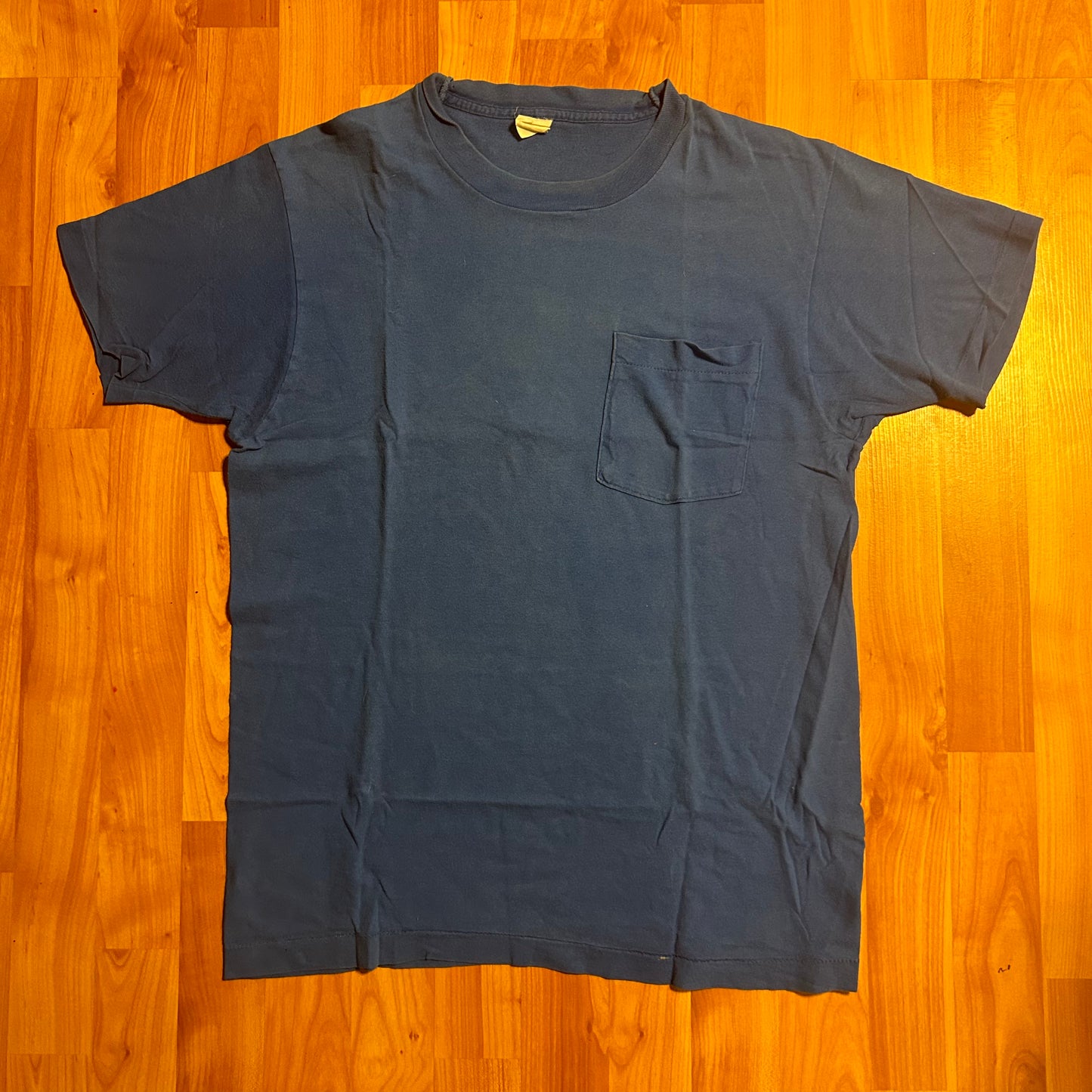 90’s FOTL Blue Blank Pocket Tshirt - Small - 19” x 27”