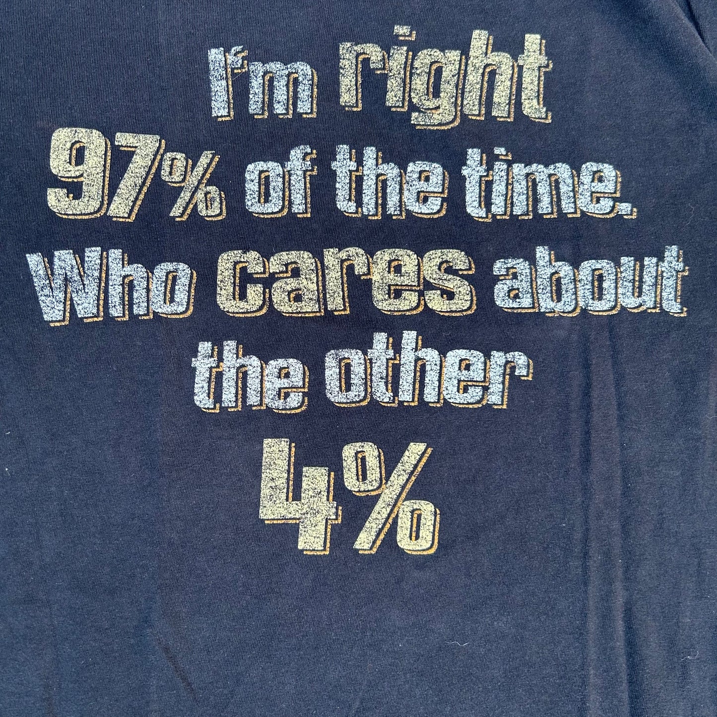 I’m Right 97% of the Time Who Cares About the Other 4% Funny Joke Tshirt - Large - 22” x 28”