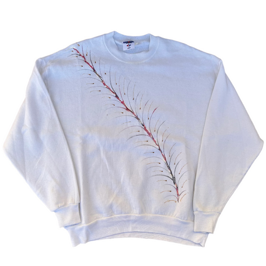 90’s Jerzees White Customized Feather Crewneck Sweatshirt - Boxy XLarge - 24.5" x 24.5"