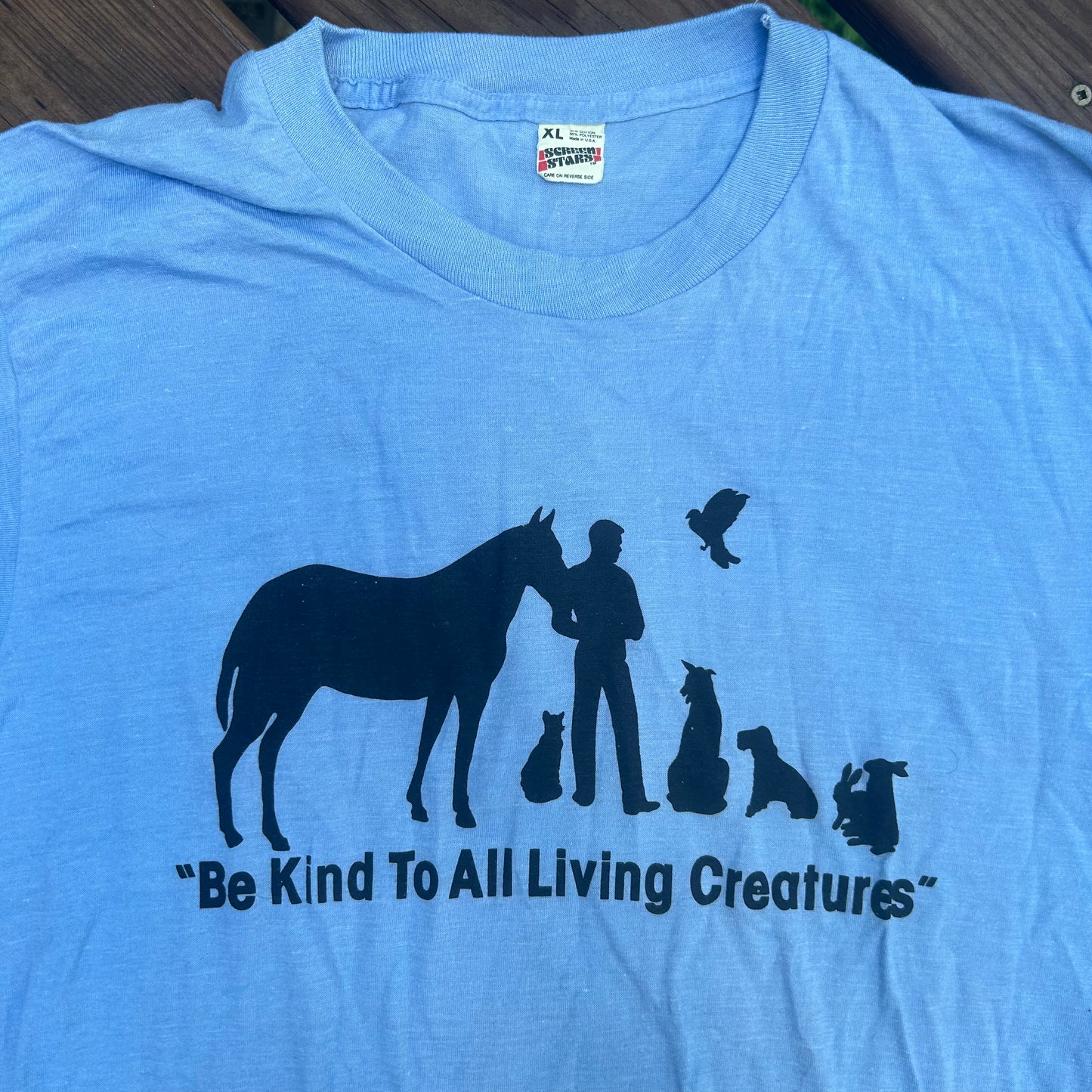 80’s Screen Stars Be Kind to All Living Creatures Tshirt - Medium - 20” x 28”