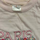 Paris France Embroidered Flower Cotton Boxy Tshirt - Medium - 21” x 22”