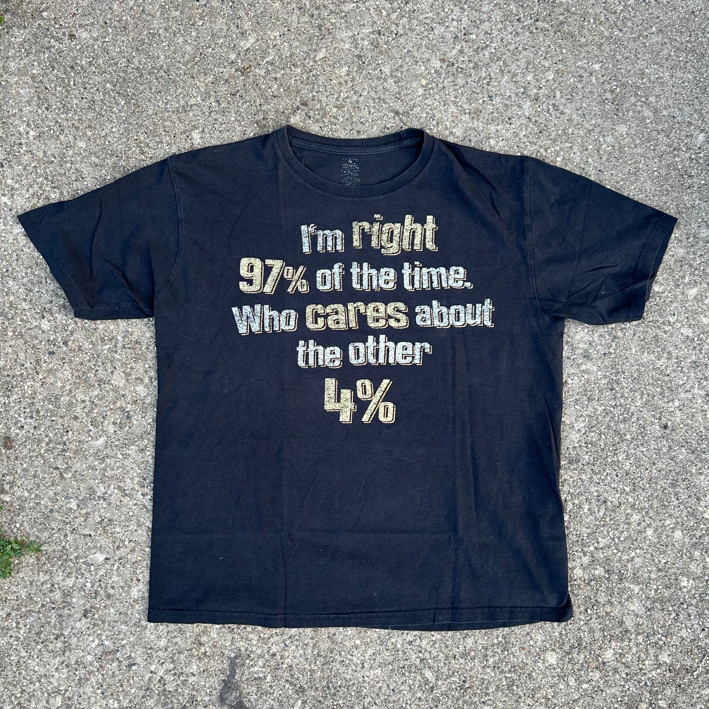 I’m Right 97% of the Time Who Cares About the Other 4% Funny Joke Tshirt - Large - 22” x 28”