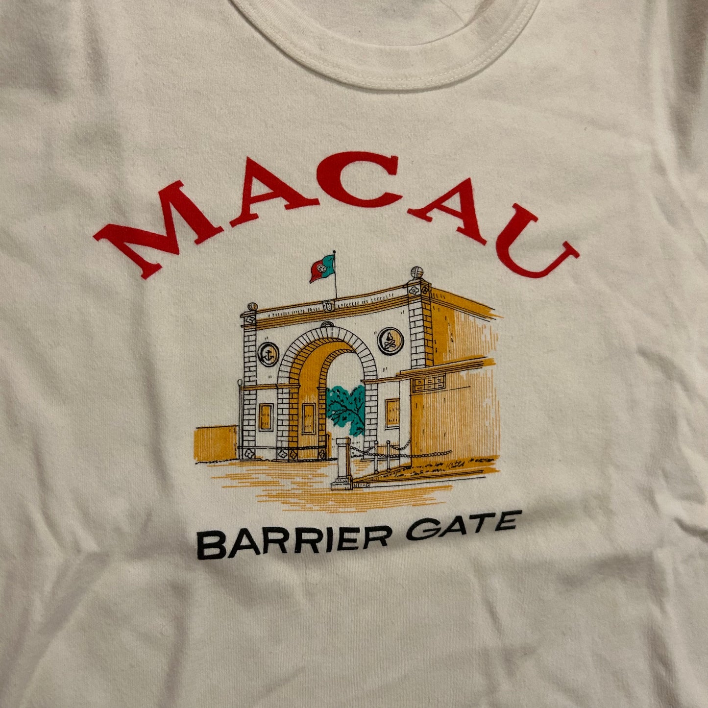 80/90’s Macau Barrier Gate Cotton Ringer Tshirt - Small - 18” x 23.5”