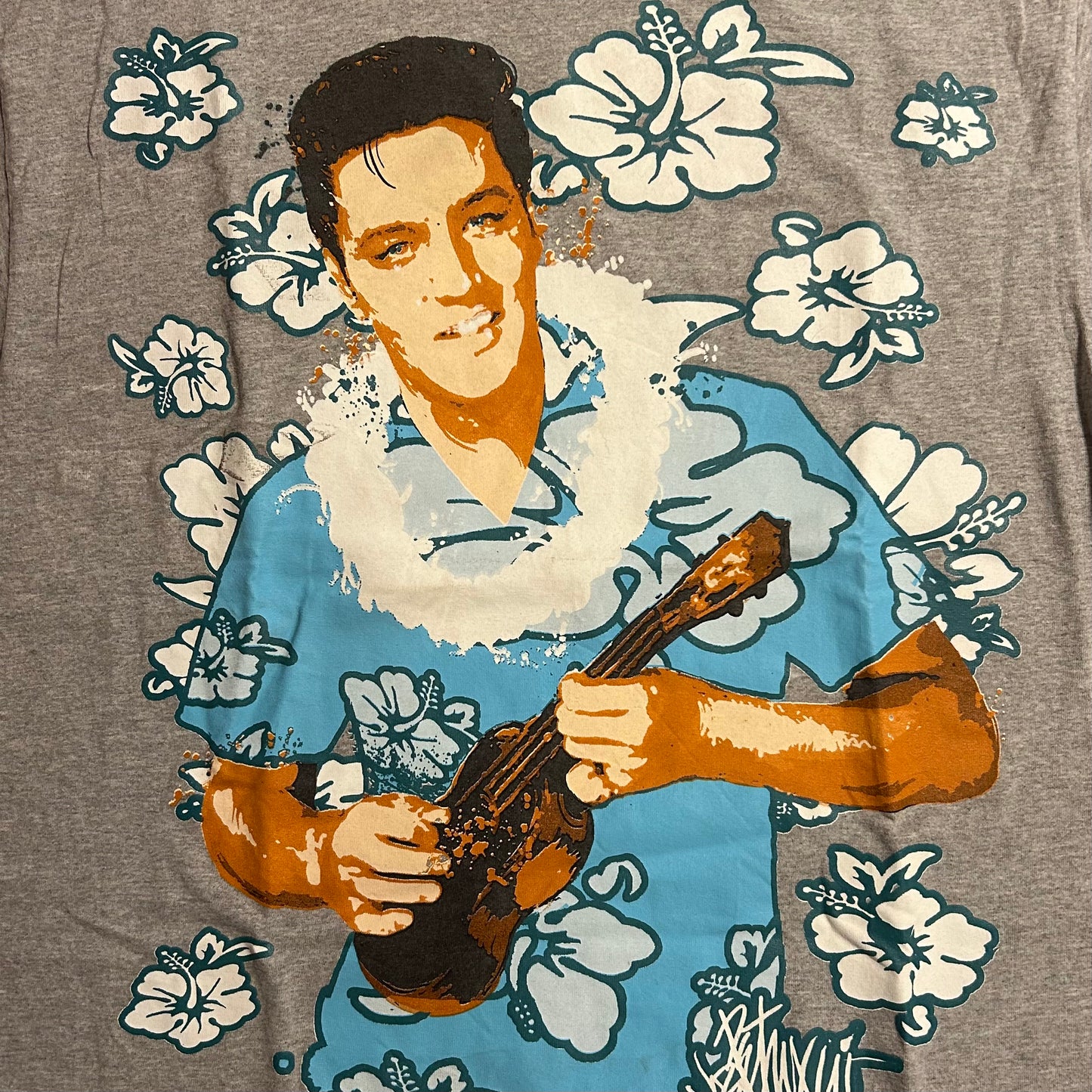 Elvis Presley Steady Hawaiian Ringer Tshirt - Medium - 21” x 30”