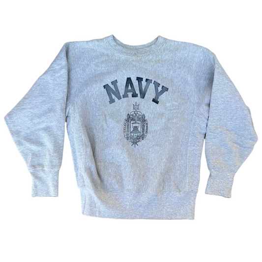 00's Navy Reverse Weave Crewneck Sweatshirt - Boxy Large - 23" x 22"