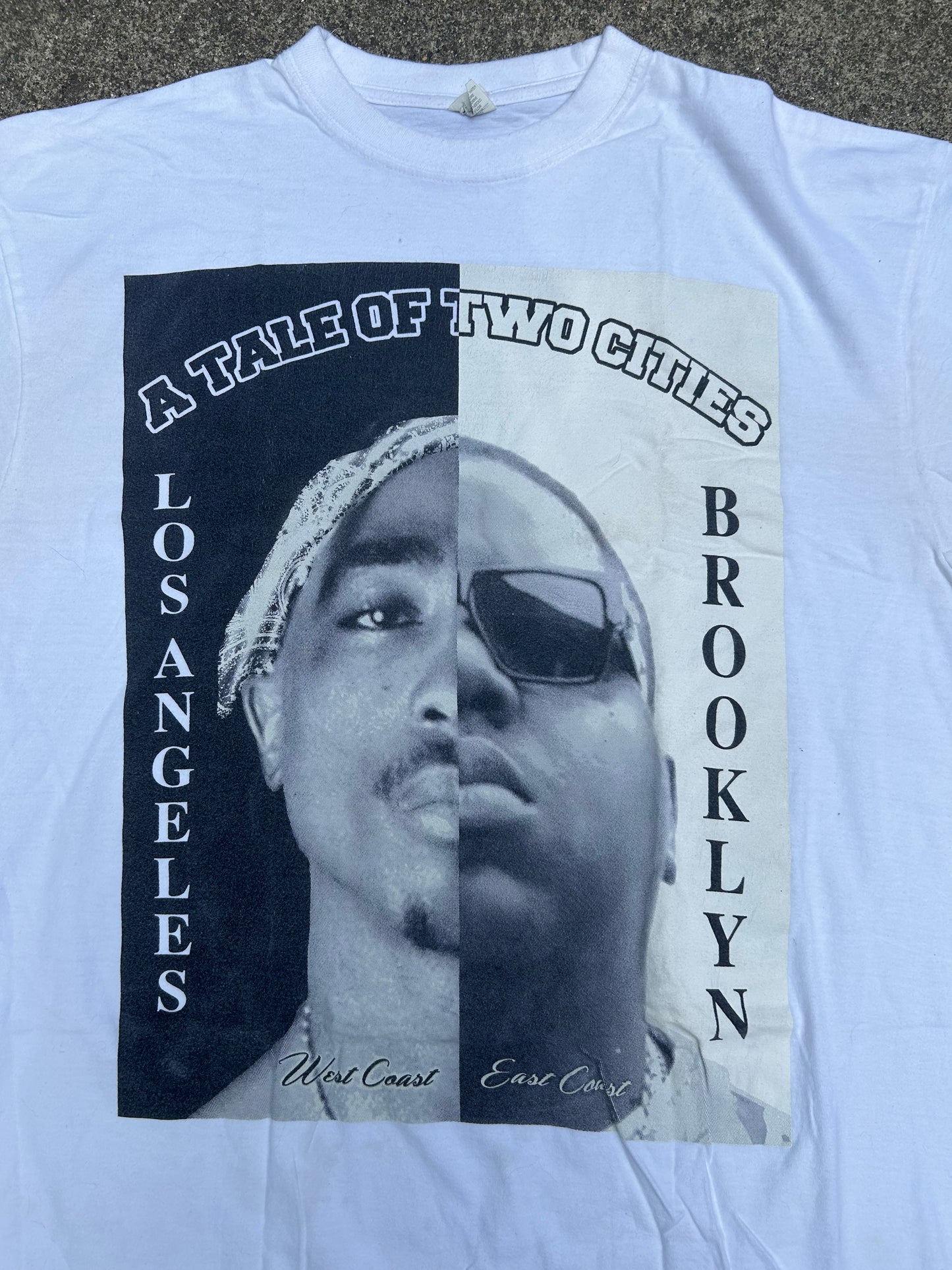 Flying Horse A Tale of Two Cities Rap Biggie Tupac Tshirt - XLarge - 23” x 34”