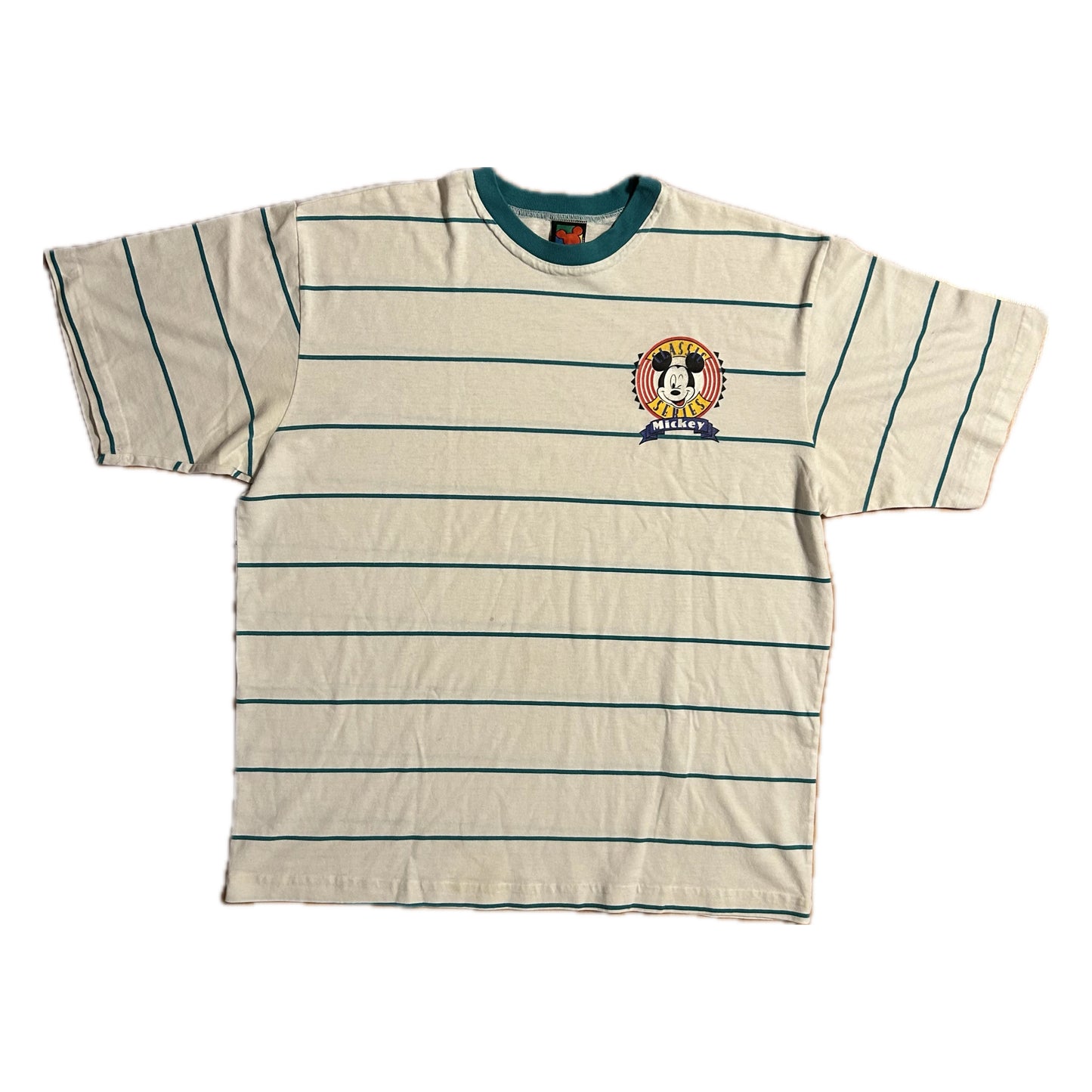 90’s Mickey Unlimited Classic Series Striped Tshirt - XLarge - 24” x 28”