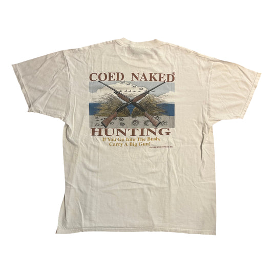 90’s CoEd Naked Hunting Cotton Tshirt - Large - 22” x 29”