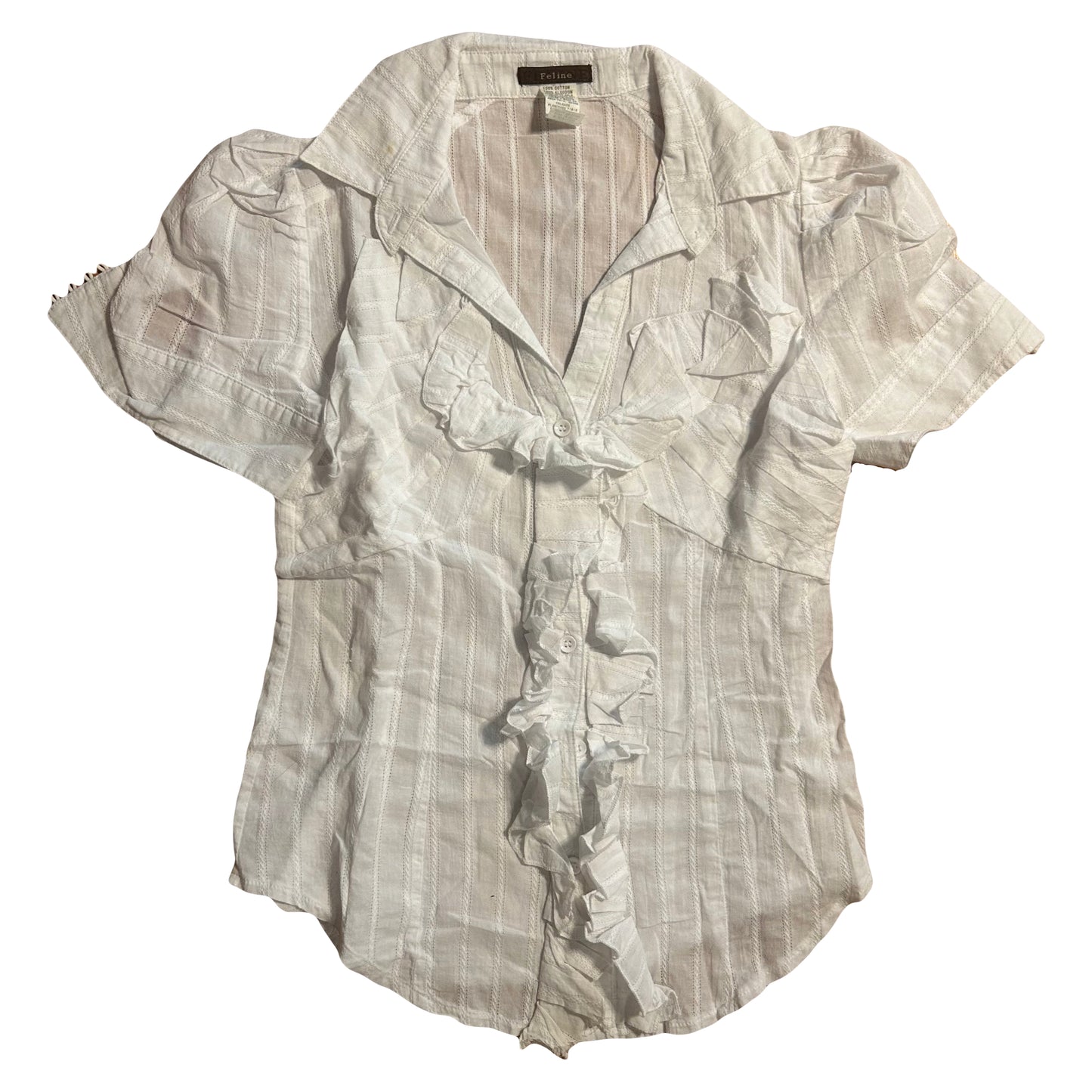 Feline Cotton Button Up Shirt Top - Women’s M / XSmall - 16” x 22”