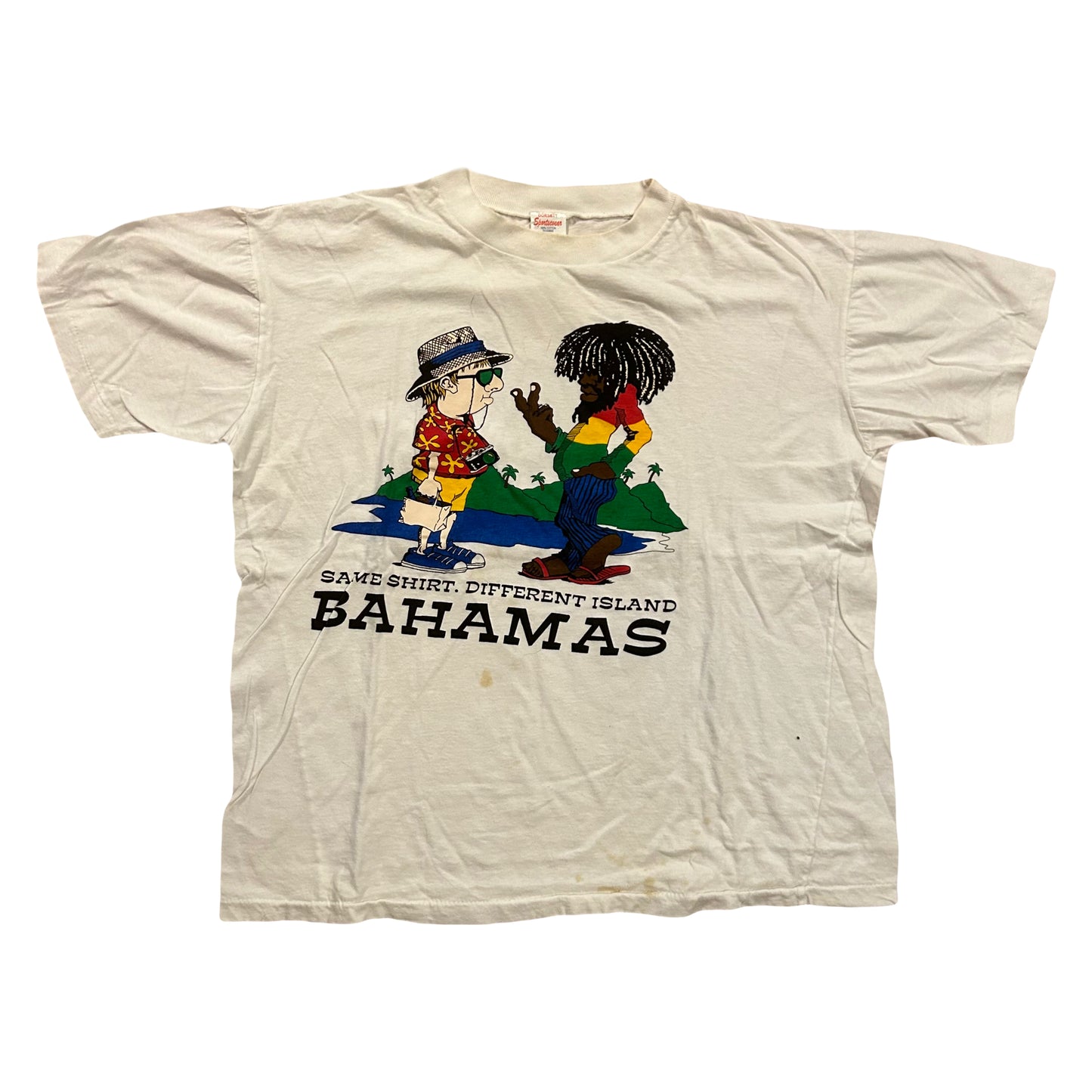 90’s Dorsett Sportswear Bahamas Same Shirt Different Island Cotton Tshirt - Large - 22” x 25”