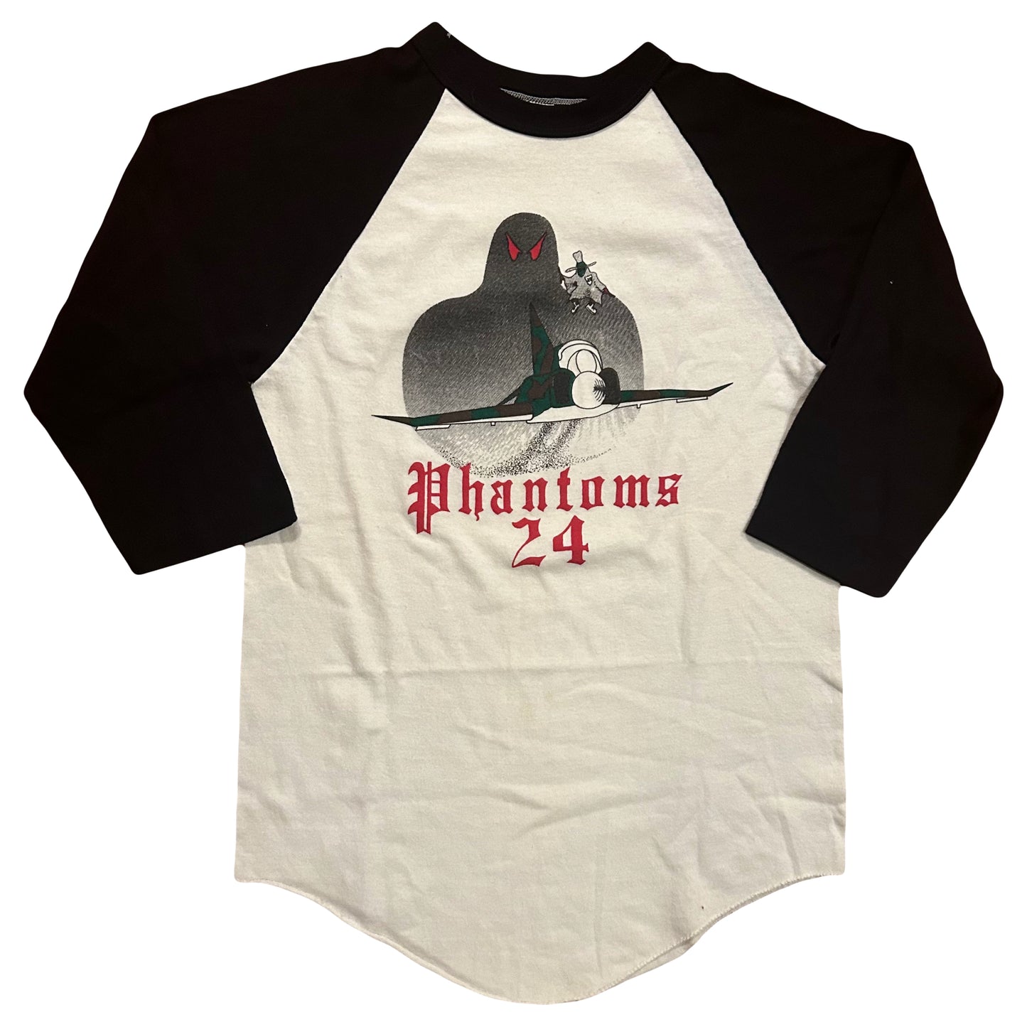 70/80’s Gulf Coast Sportswear Phantoms 24 Plane Fighter Jet F4 Raglan Shirt - XSmall - 17” x 26”