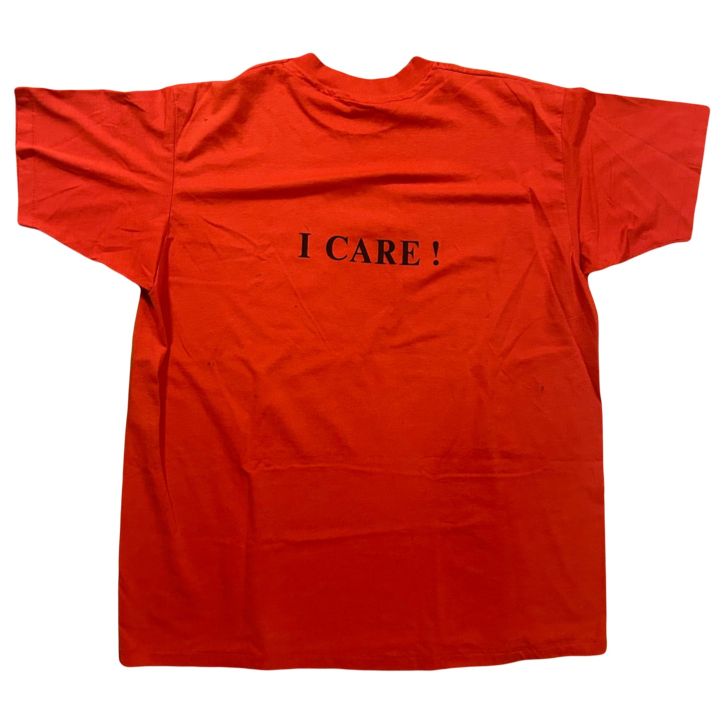 80/90’s Hanes Fifty Fifty Pows Mias Who Cares? I Care! Cotton Tshirt - Large - 23” x 30”