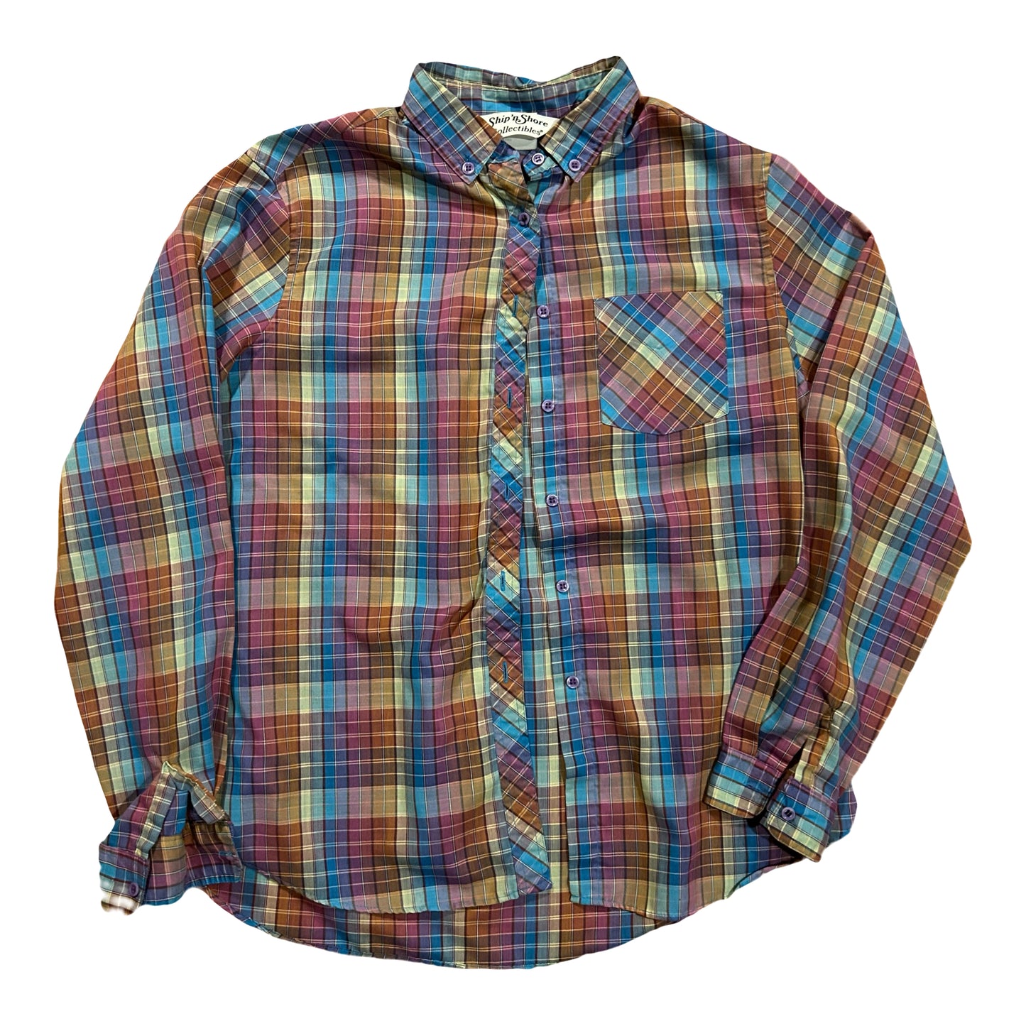 80/90’s Ship N Shore Collectibles Colorful Rainbow Button Up Shirt - Medium - 21” x 25”