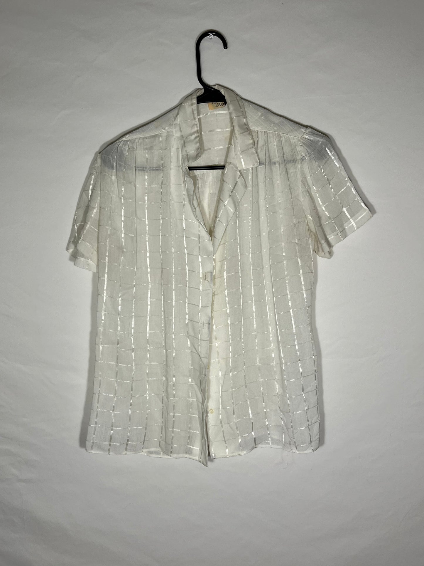 Stuart Lang Sheer Short Sleeve Button Up - Medium - 21” x 24”