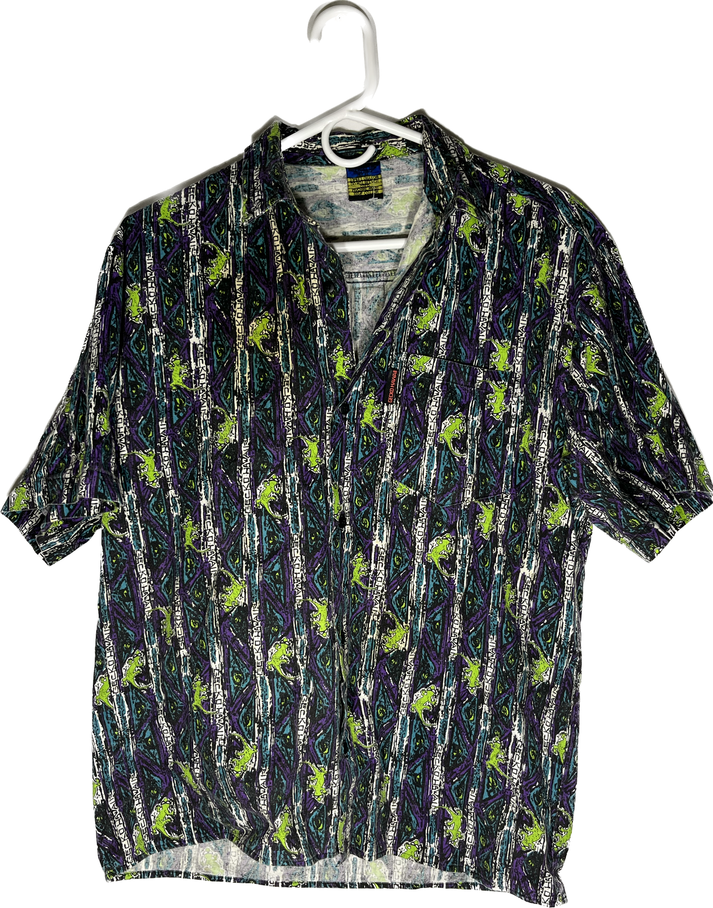 Gecko Short Sleeve Button Up Shirt - Medium - 20” x 27”