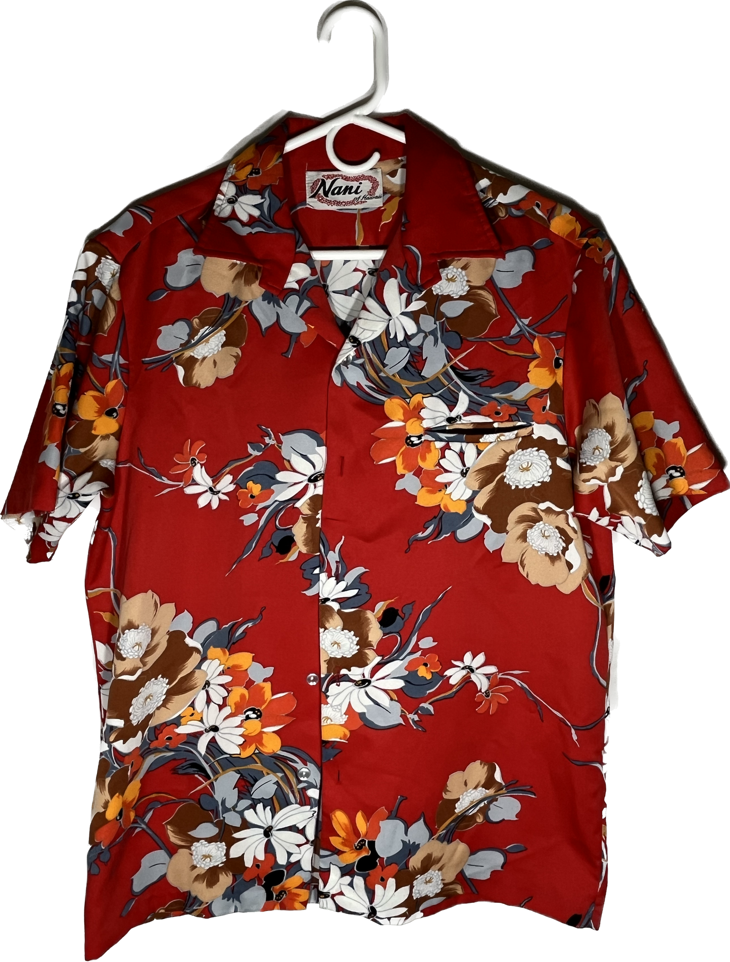 80's Nani Hawaiian Short Sleeve Shirt - Large - 22” x 28.5”