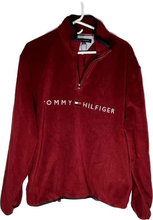 Tommy Hilfiger Fleece Quarter Zip Sweatshirt - Large - 22.5” x 25.5”