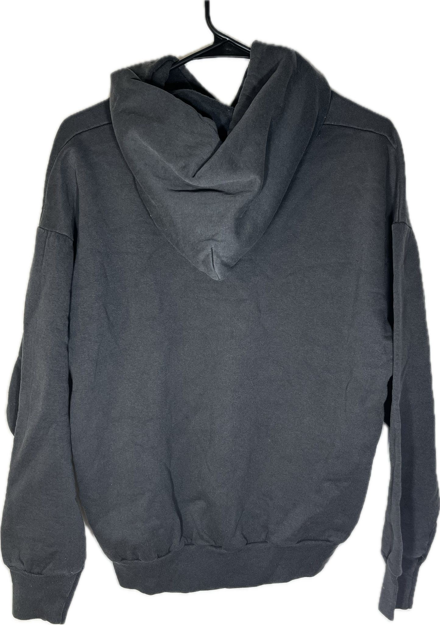 90’s Blank Faded Black Greyish Boxy Hoodie Sweatshirt - Large - 22.5” x 22”