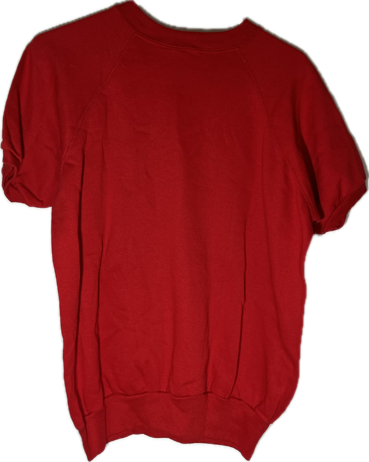 80’s Action Blank Red Short Sleeve Crewneck Sweatshirt - Medium - 20.5” x 25.5”