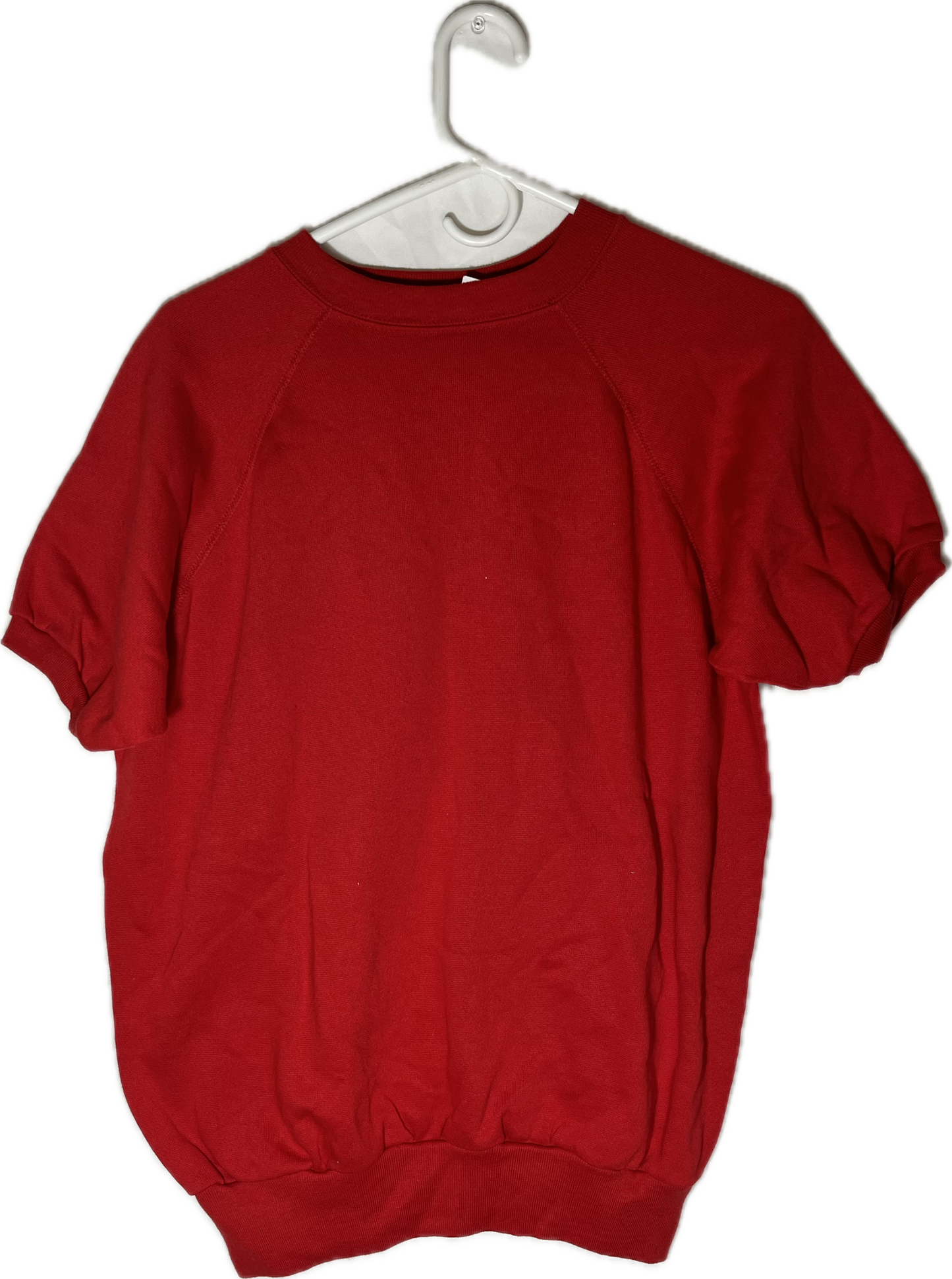 80’s Action Blank Red Short Sleeve Crewneck Sweatshirt - Medium - 20.5” x 25.5”