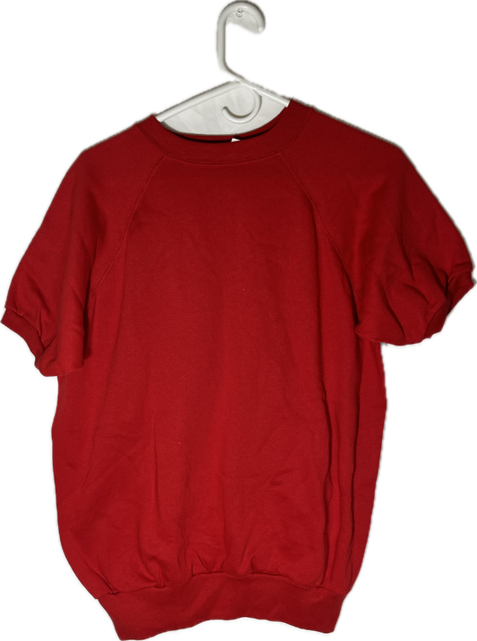 80’s Action Blank Red Short Sleeve Crewneck Sweatshirt - Medium - 20.5” x 25.5”