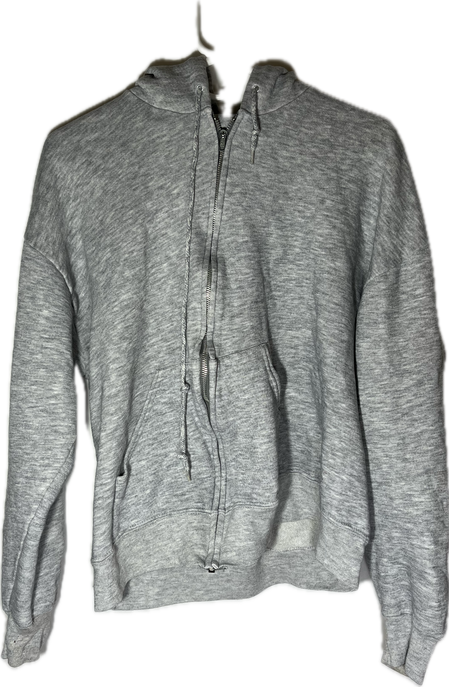 80’s Bassett Walker Blank Boxy Grey Zip Up Hoodie Sweatshirt - Large - 22” x 23”