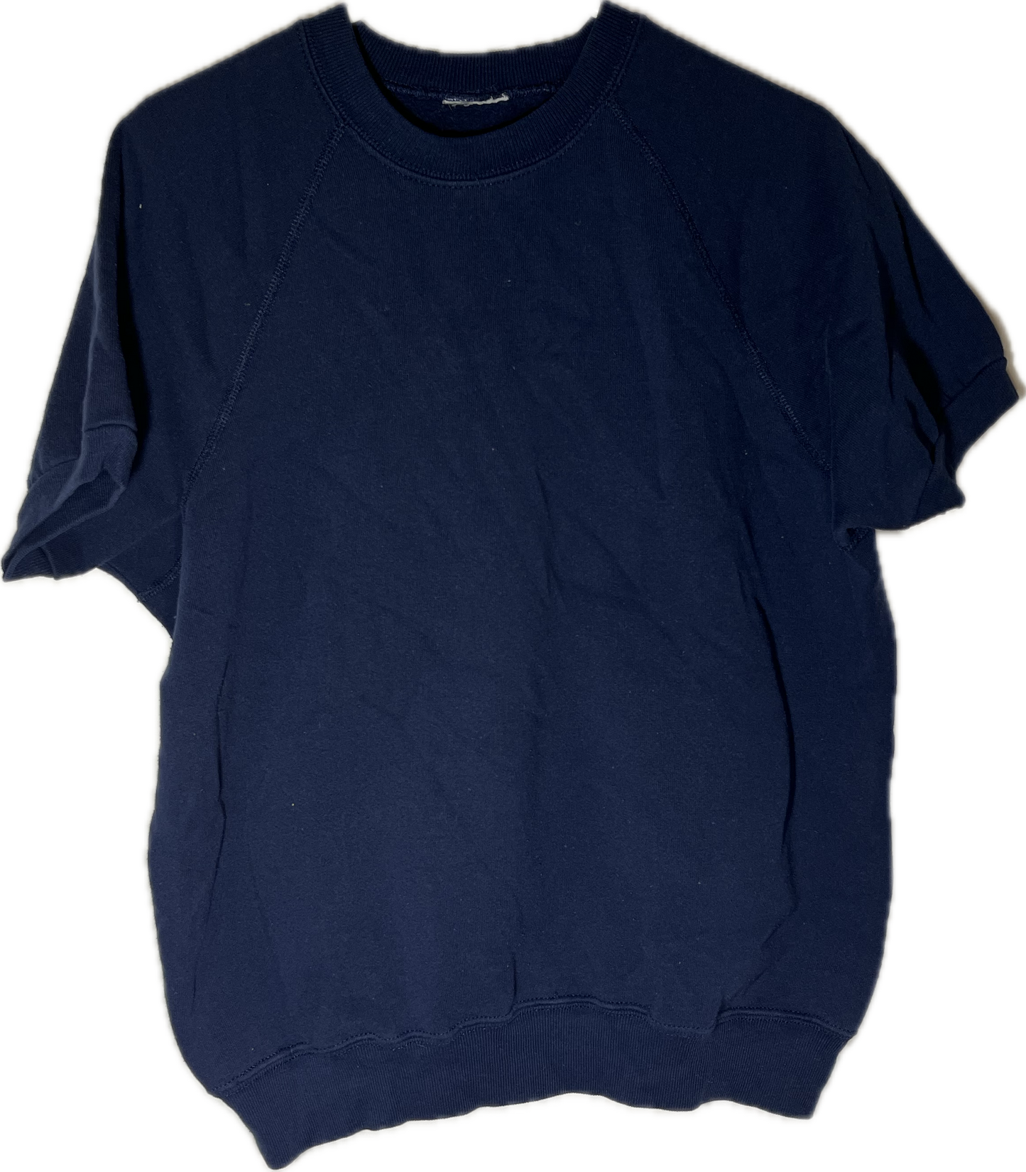 80’s Blank Boxy Navy Short Sleeve Crewneck Sweatshirt - Large - 22.5” x 24”